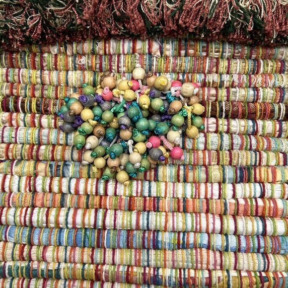 Handmade Lyn Jankowski boho Multicolored fringe Beads Hippie handbag purse Snap - Picture 3 of 13